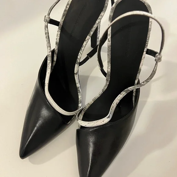 Alexander Wang Black and Gray Leather Slingback Heels - Picture 4 of 4
